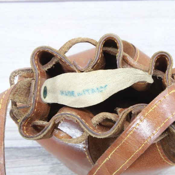 *Womens Brown Leather Made in Italy Drawstring Shoulder Bucket Bag - Picture 6 of 7